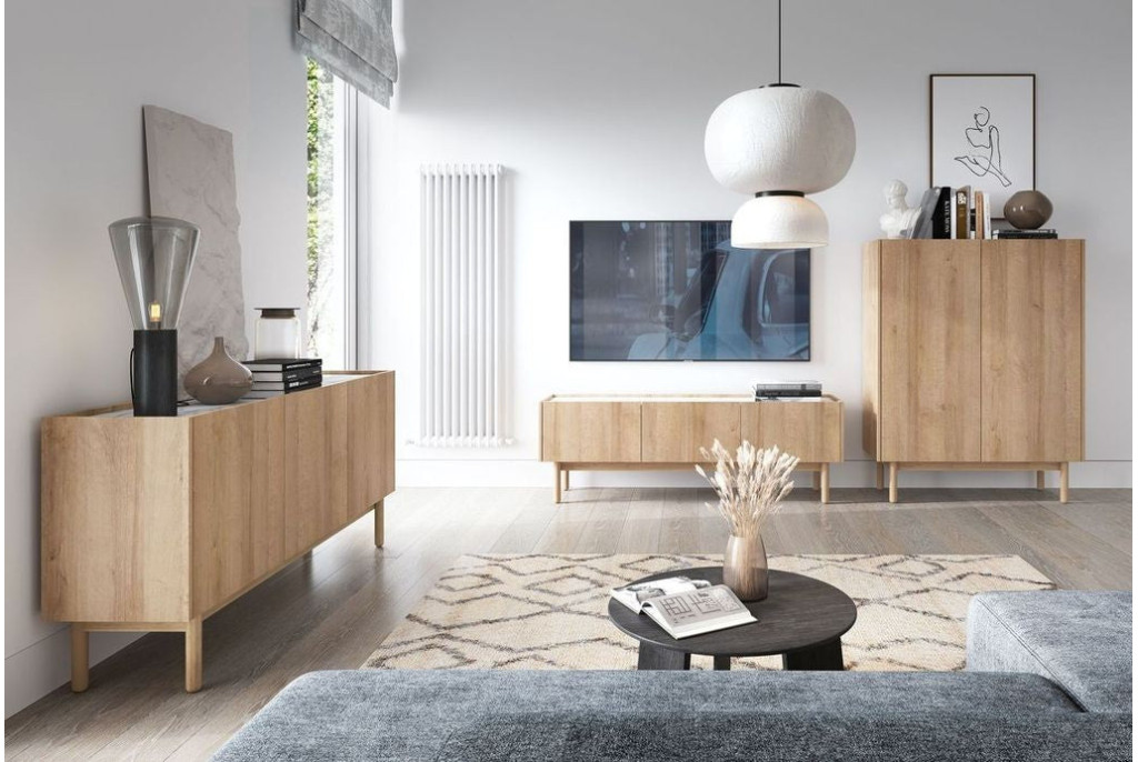 Komoda BOHO KD97 – Wysoka Komoda Słupkowa Boho Dąb Riviera