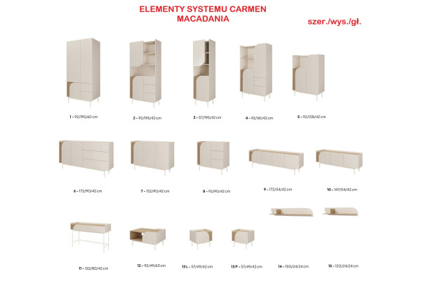 Regał CARMEN Macadamia – System Mebli Modułowych 2
