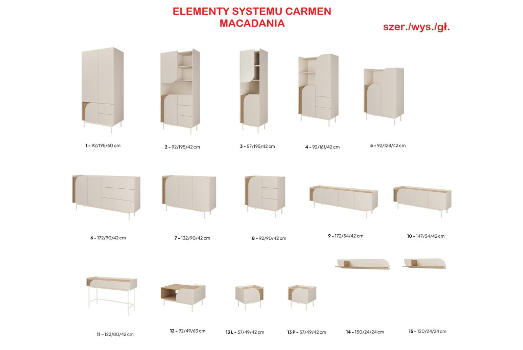 Regał CARMEN Macadamia 161 cm – Modułowy System Mebli