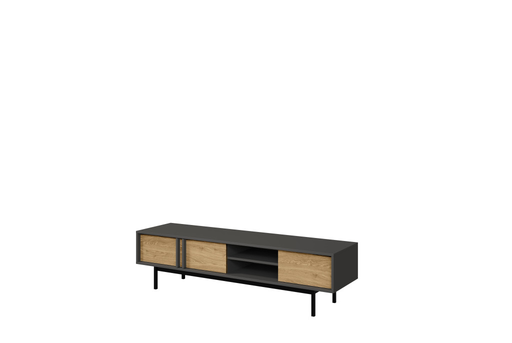Stolik RTV Duży 3D ALSY Antracyt/Dąb Olejowany 43x163x43 cm