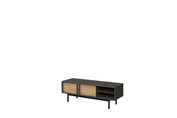 Stolik RTV Mały 2D ALSY Antracyt/Dąb Olejowany 43x123x43 cm