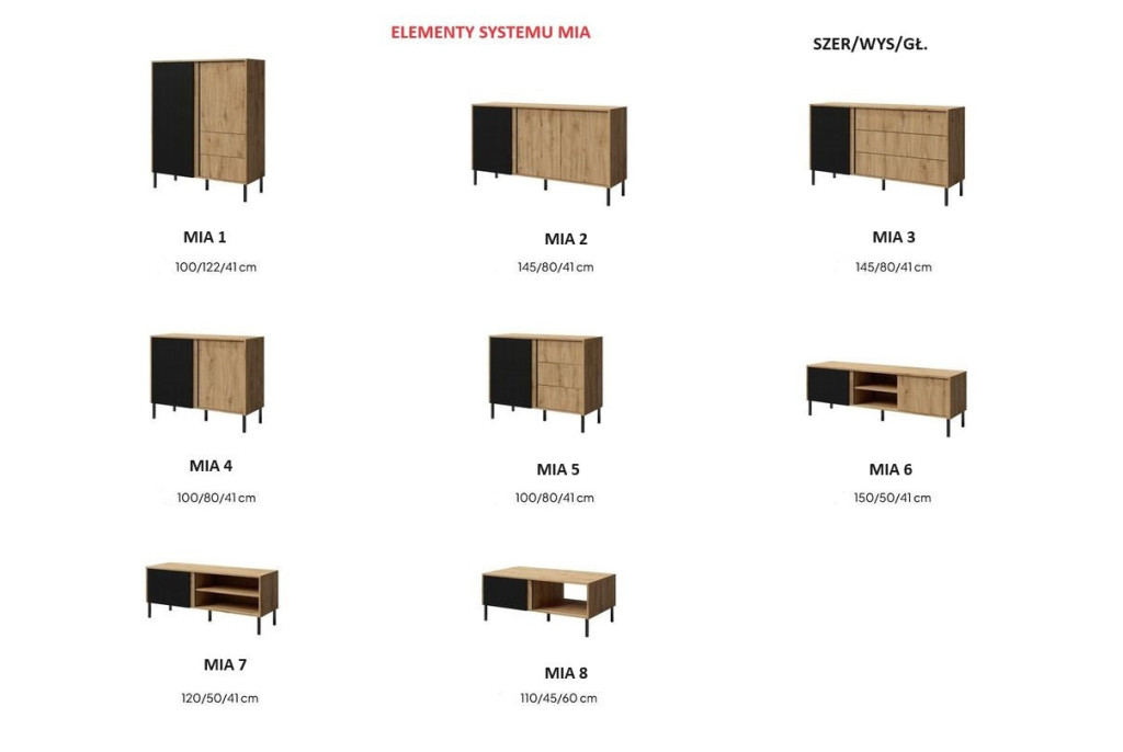 Komoda Wysoka MIA Dąb Odwieczny – 122 cm, Szeroka Komoda z Szufladami