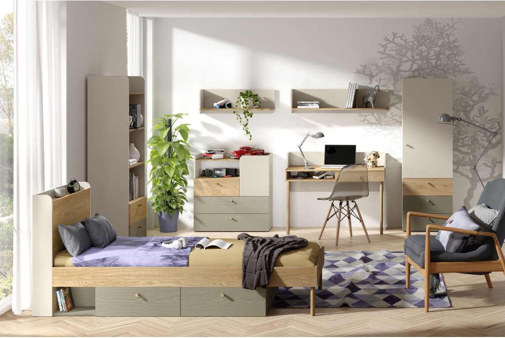 Komoda YUKI (10) Eukaliptus – 90 cm Komoda do Pokoju Młodzieżowego