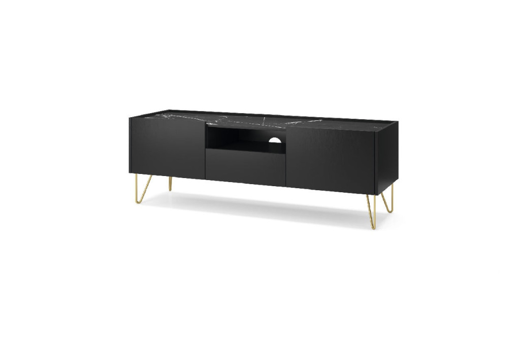 Szafka RTV HARMONY 144 Czarny Marmur Black Royal