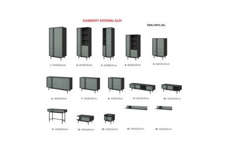 Meble Systemowe ALSY Zestaw 2 Antracyt/Aloes