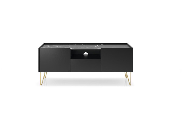 Szafka RTV HARMONY 144 Czarny Marmur Black Royal 2