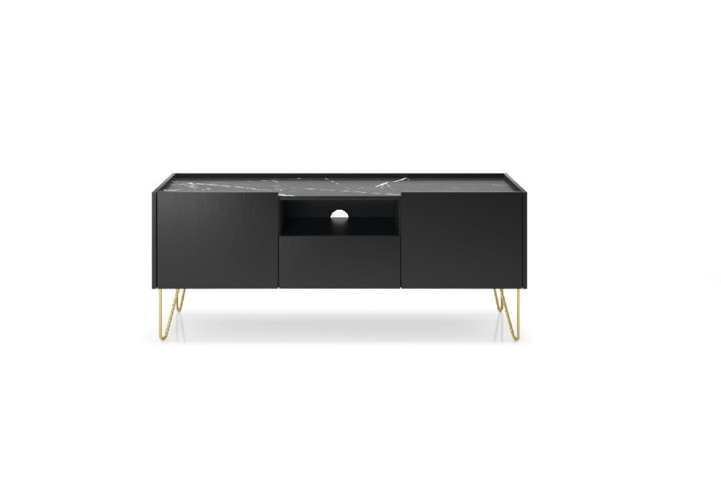 Szafka RTV HARMONY 144 Czarny Marmur Black Royal