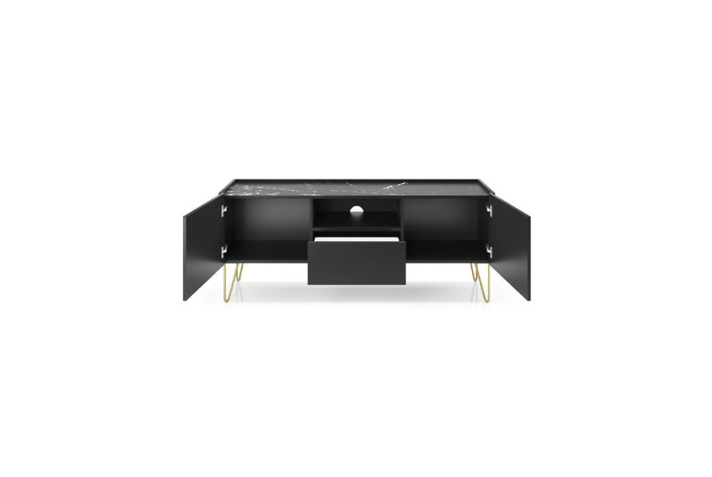 Szafka RTV HARMONY 144 Czarny Marmur Black Royal