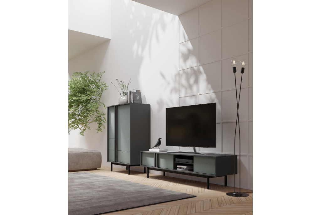 Stolik RTV Duży 3D ALSY Antracyt/Aloes 43x163x43 cm