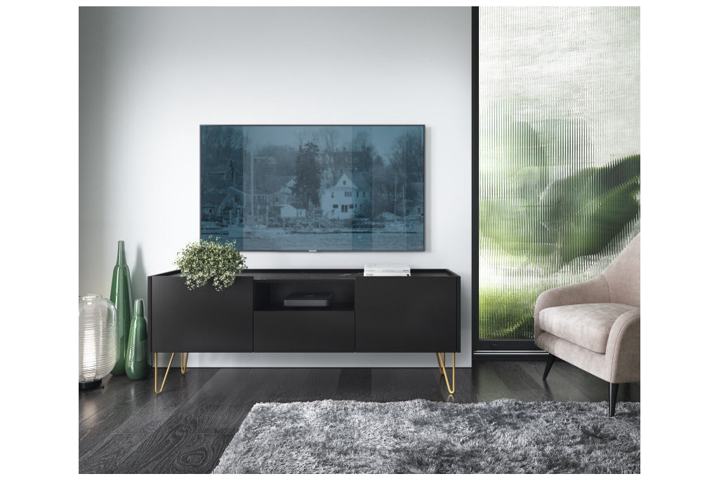 Szafka RTV HARMONY 144 Czarny Marmur Black Royal