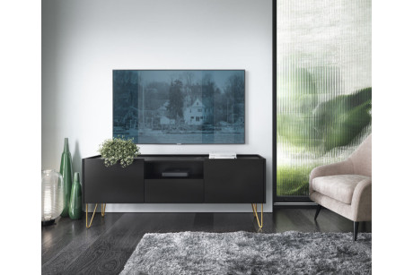 Szafka RTV HARMONY 144 Czarny Marmur Black Royal