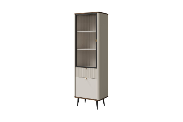Witryna Słupek MARLY (3 L/P) Kaszmir Orzech — Witryna do Salonu