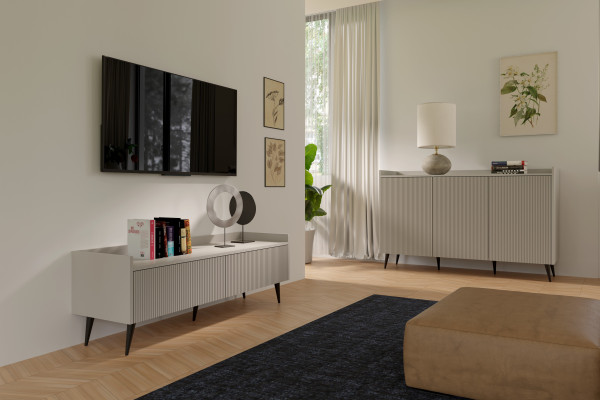 Meble systemowe ADEMO Zestaw 4 Kaszmir – komoda, szafka RTV 121 cm