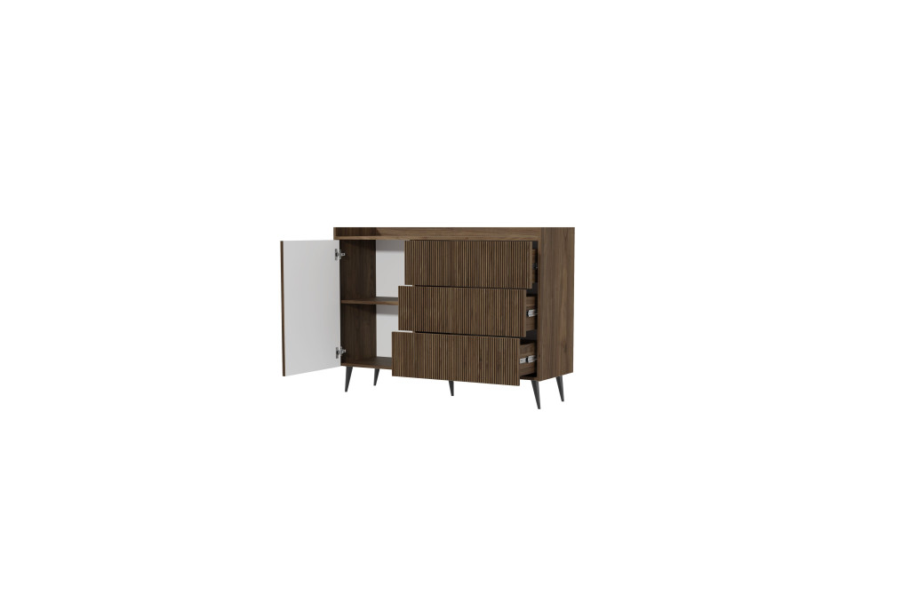 Komoda ADEMO 126 cm Orzech Ryflowany – salon, sypialnia, przedpokój