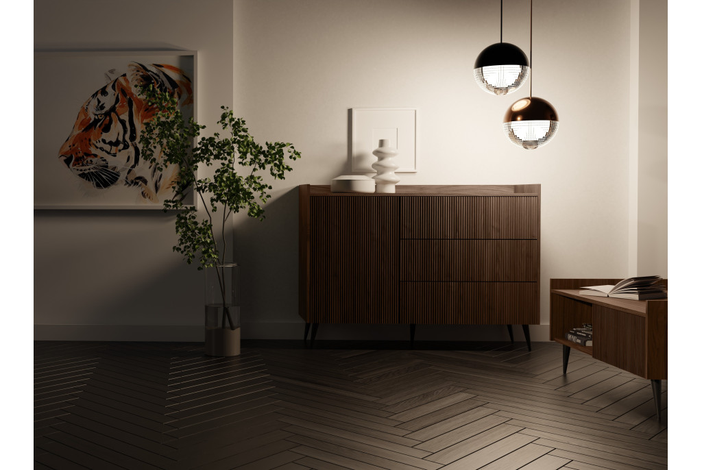 Komoda ADEMO 126 cm Orzech Ryflowany – salon, sypialnia, przedpokój