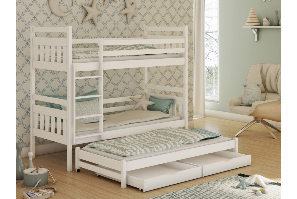 Łóżko piętrowe 3-osobowe SEWI 90/190 + materace