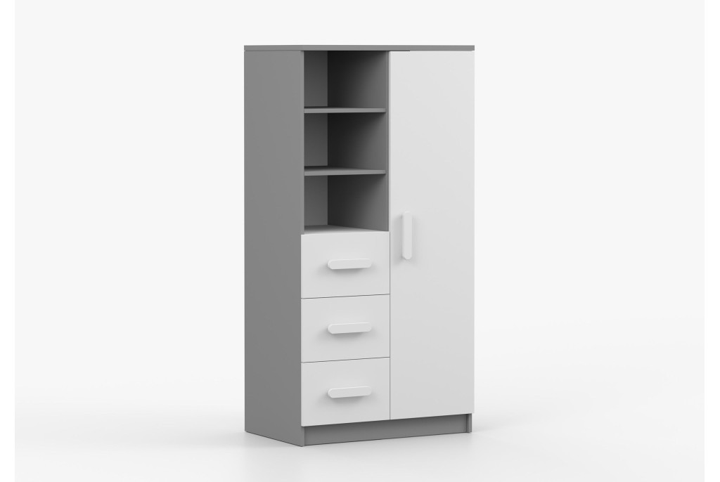 Regał SMYK II 80 cm 3S1D szary/biały