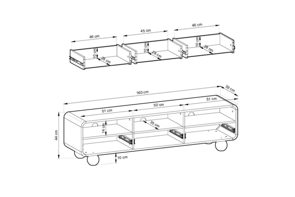 Stolik RTV ALBION RTV160 – Szafka pod TV do Salonu