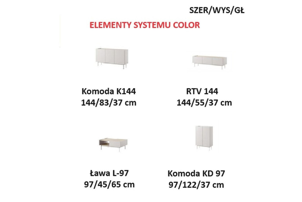 Stolik RTV COLOR RTV144 cashmere 144 cm – System COLOR