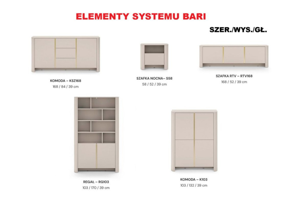 Regał BARI RG103 Cashmere – Nowoczesny Regał do Salonu