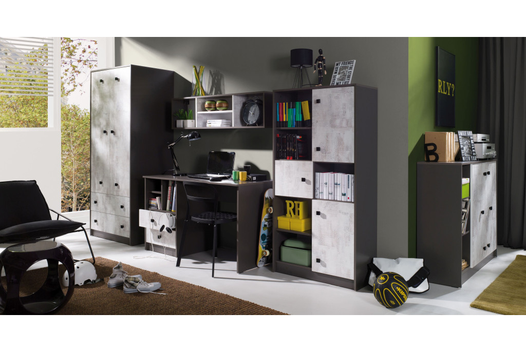 Regał 80 TOMMY Grafit Enigma | Szeroki Regał do Pokoju Młodzieżowego