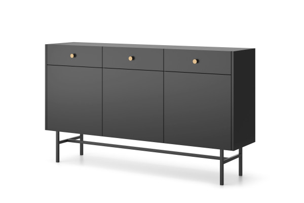 Komoda DIVA 3D3S Czarna 155 cm – 6 przestrzeni