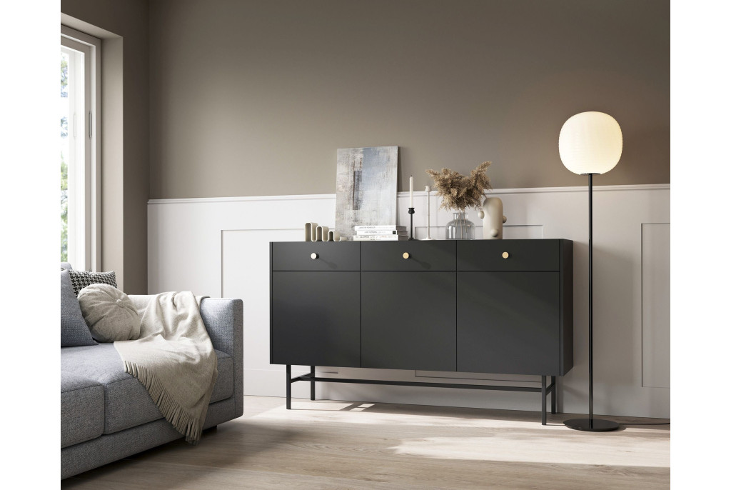 Komoda DIVA 3D3S Czarna 155 cm – 6 przestrzeni