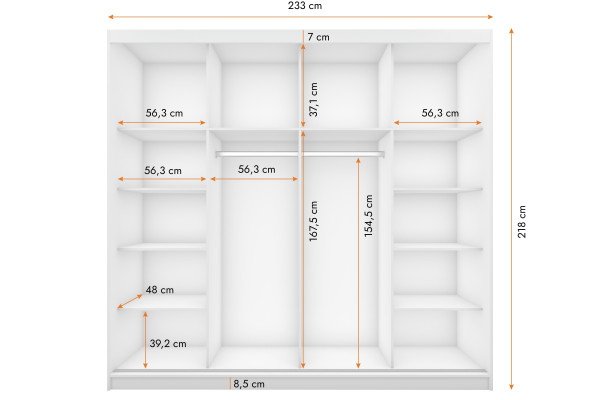 Szafa przesuwna MULTI 35 szerokość 233 cm 2