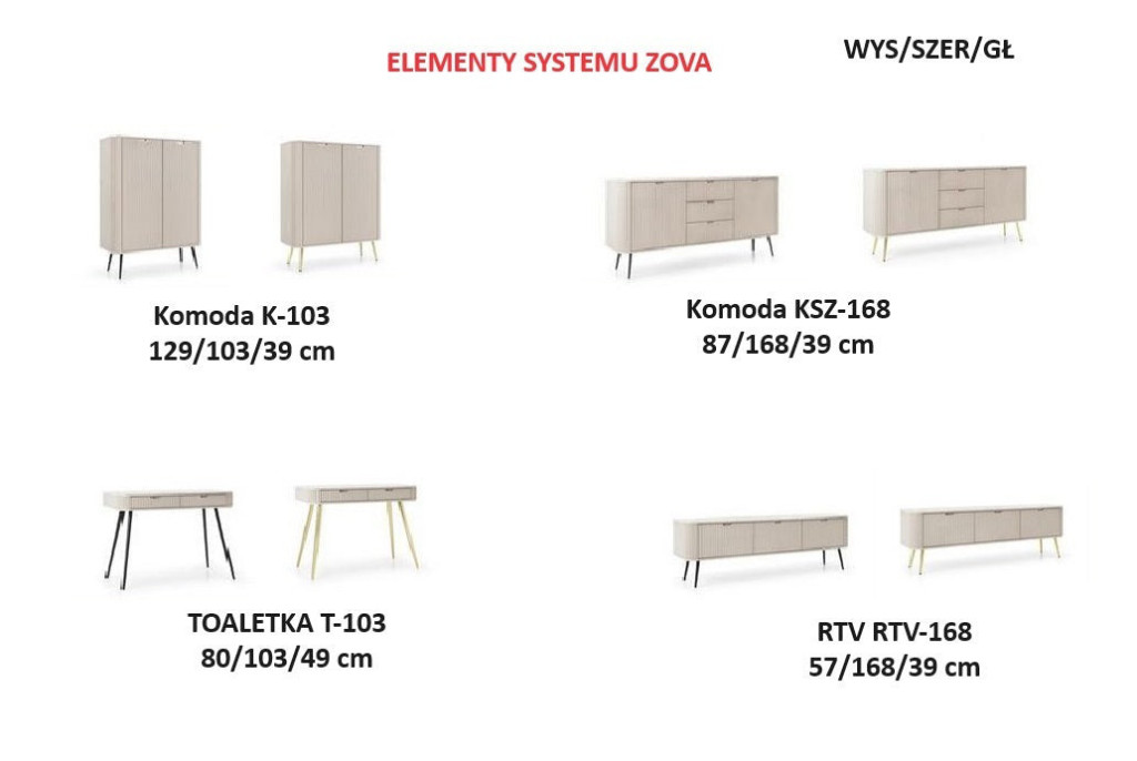 Stolik RTV168 ZOVA cashmere