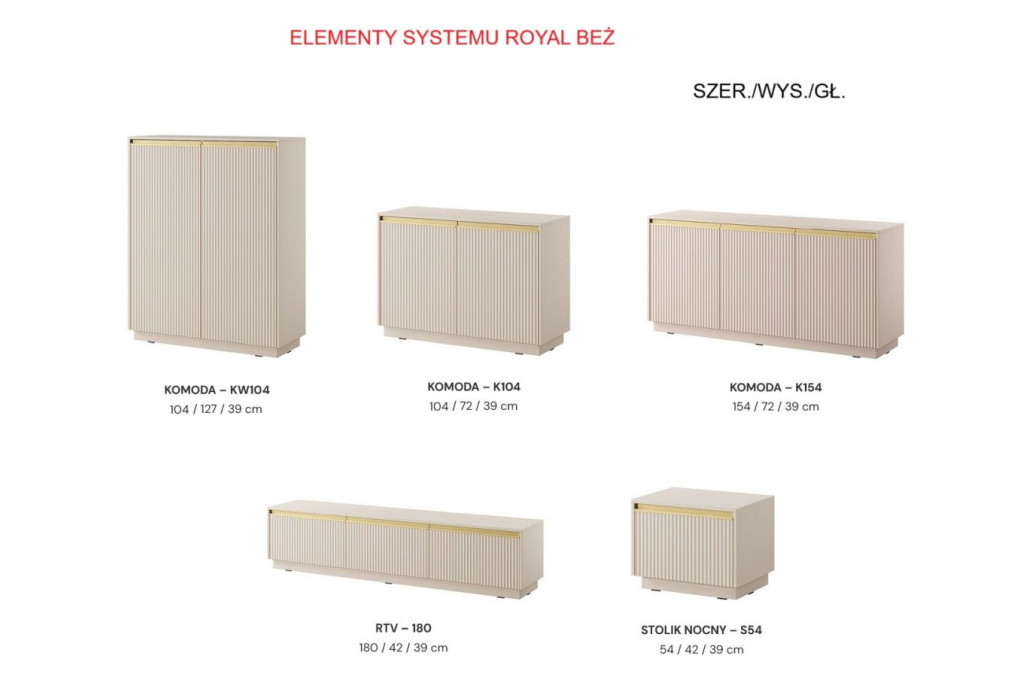Stolik nocny ROYAL S54 beż