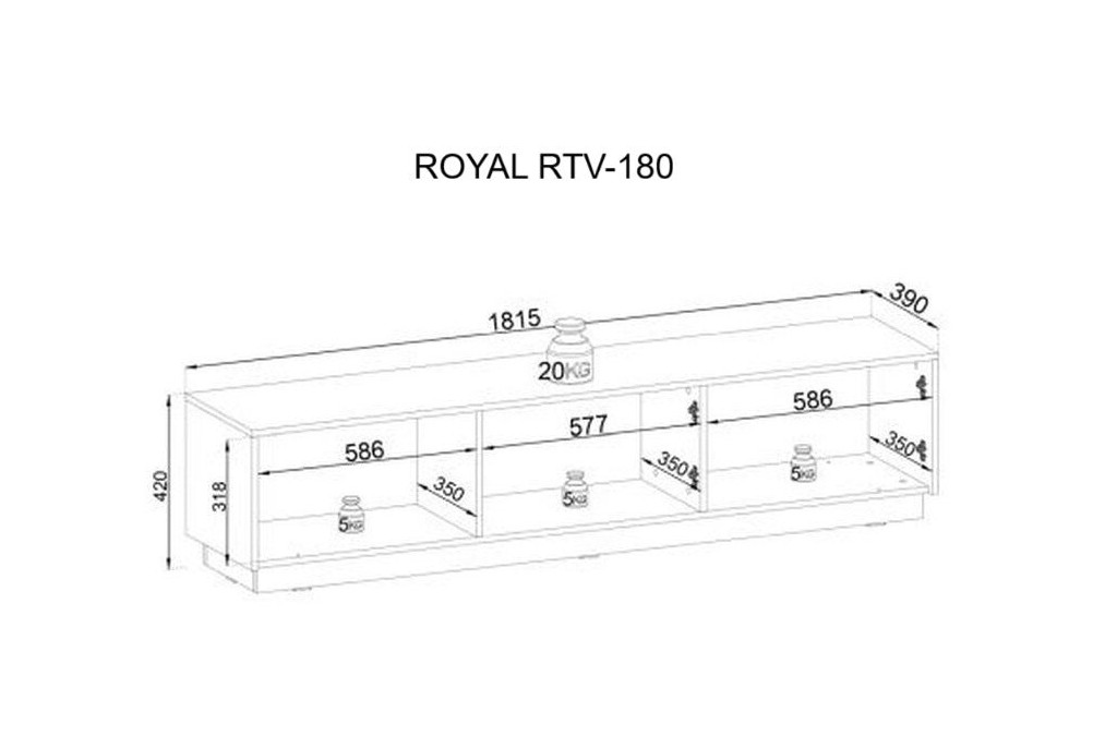 Stolik RTV ROYAL RTV180 czarny