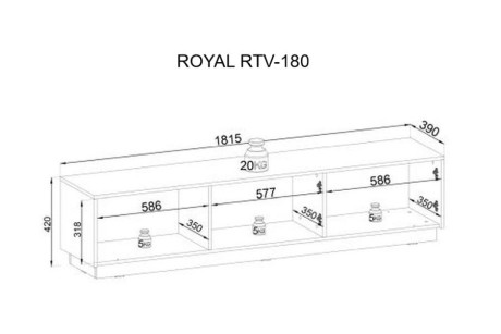 Stolik RTV ROYAL RTV180 czarny
