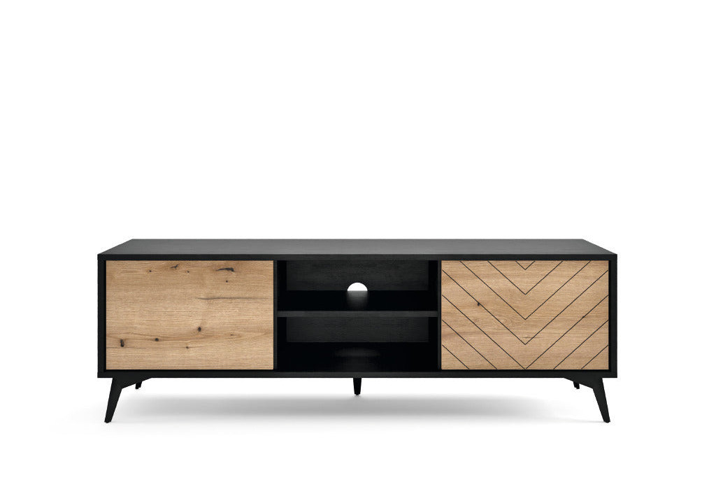 Szafka RTV DIAMOND RTV154 Dąb Evoke/Czarny 154 cm