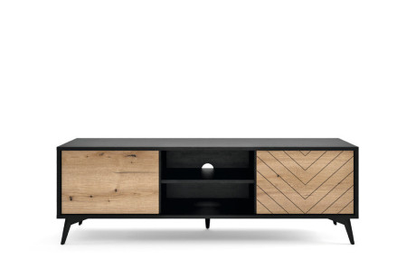 Szafka RTV DIAMOND RTV154 Dąb Evoke/Czarny 154 cm
