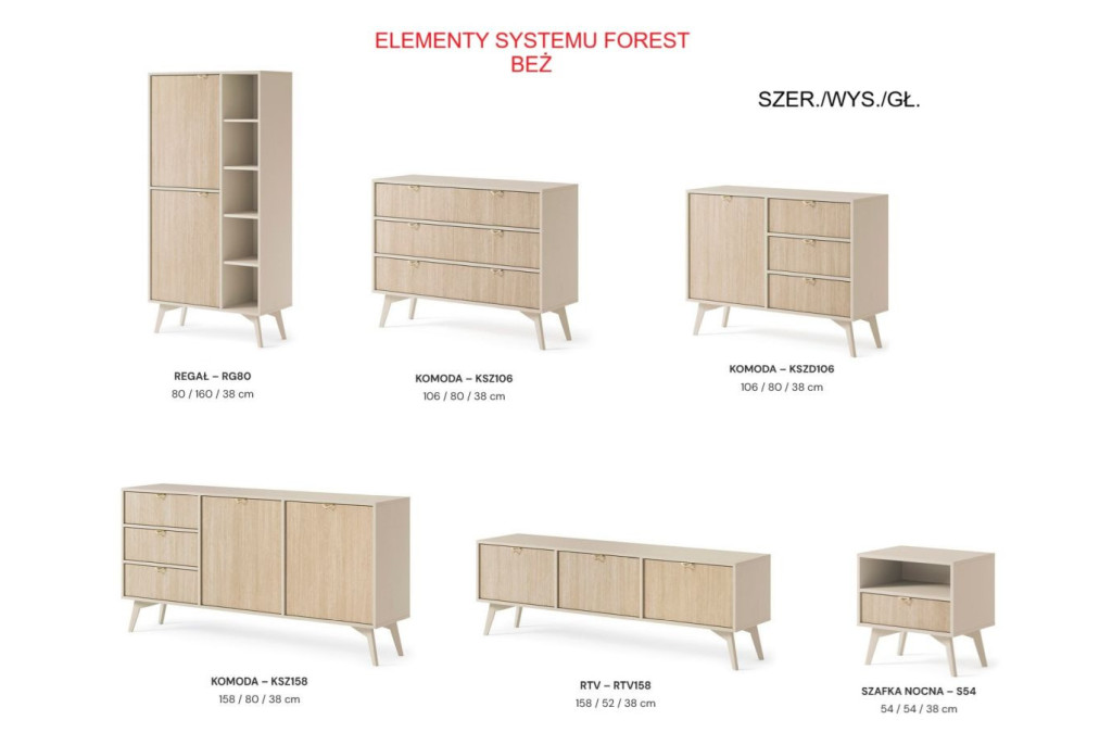 Stolik Nocny FOREST Beż S54 54cm – System Modułowy
