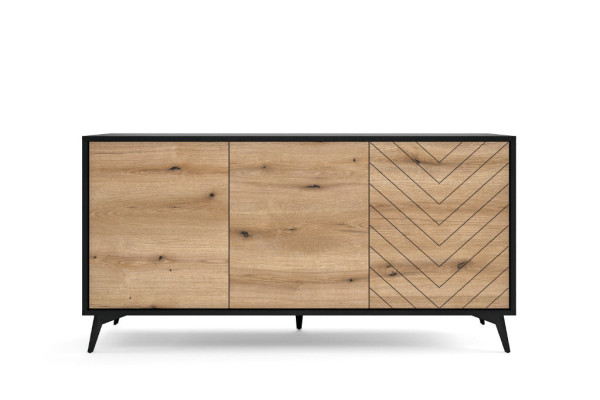 Komoda DIAMOND K154 Dąb Evoke/Czarny 154 cm – System DIAMOND 2