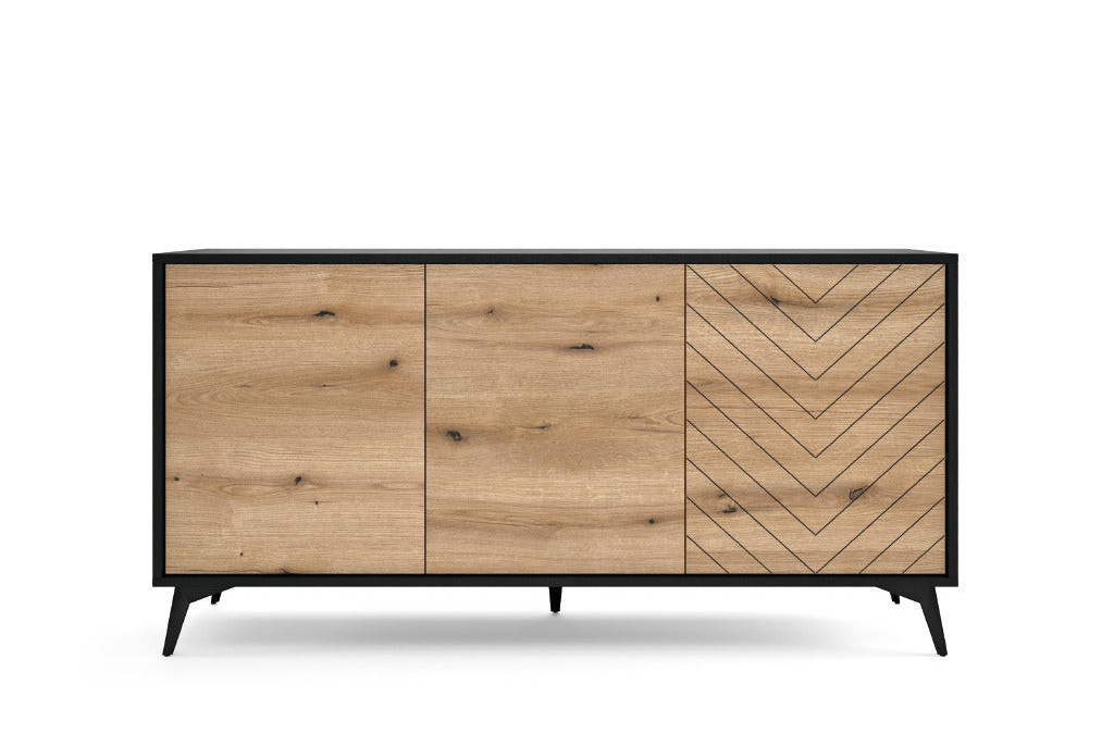 Komoda DIAMOND K154 Dąb Evoke/Czarny 154 cm – System DIAMOND