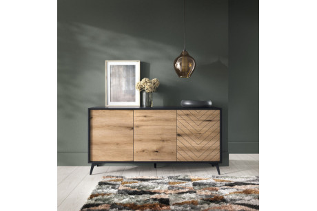 Komoda DIAMOND K154 Dąb Evoke/Czarny 154 cm – System DIAMOND