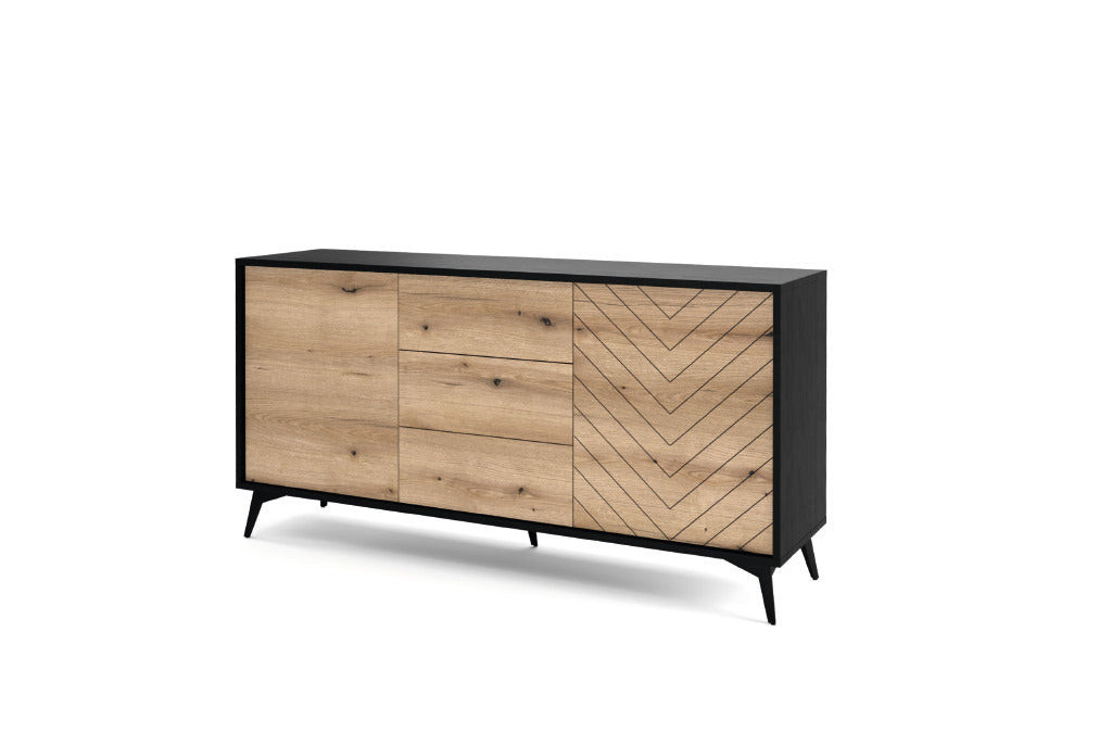 Komoda DIAMOND KSZ154 Dąb Evoke/Czarny 154 cm – System DIAMOND