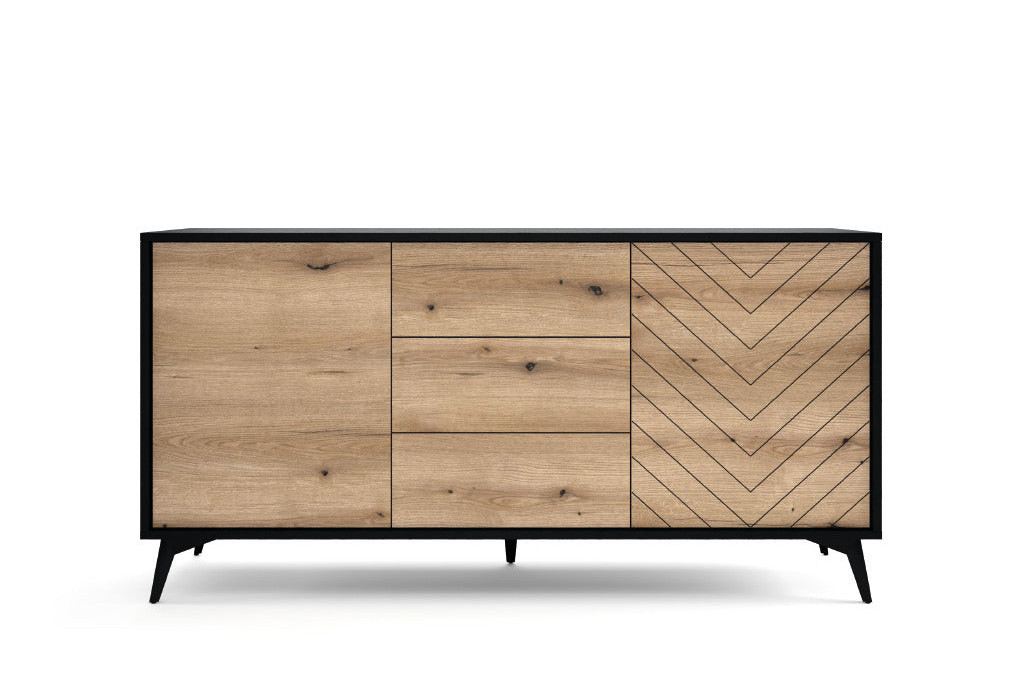 Komoda DIAMOND KSZ154 Dąb Evoke/Czarny 154 cm – System DIAMOND