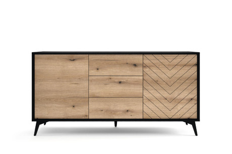 Komoda DIAMOND KSZ154 Dąb Evoke/Czarny 154 cm – System DIAMOND