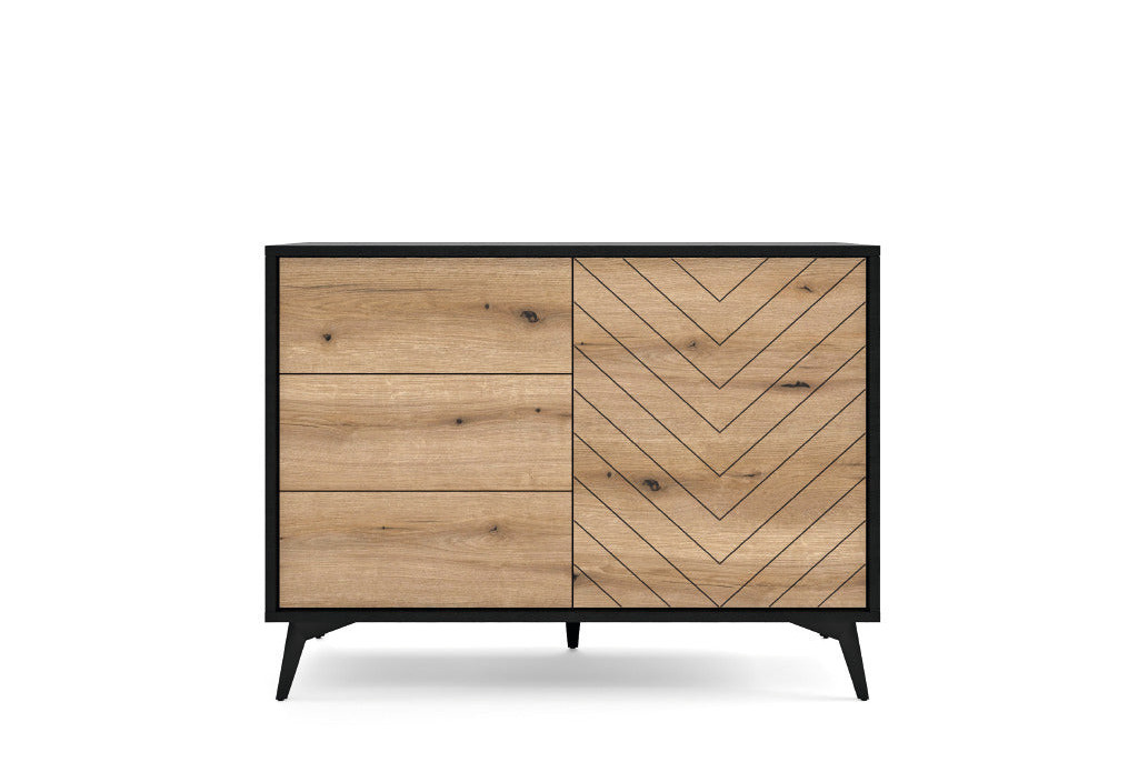Komoda DIAMOND KSZ104 Dąb Evoke/Czarny 104 cm – System DIAMOND