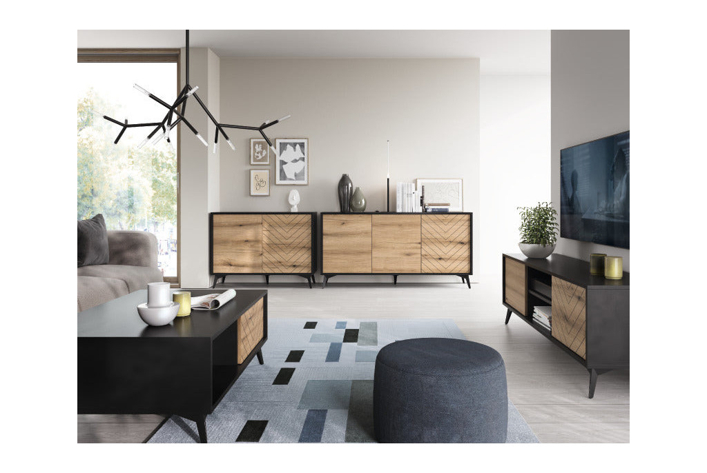 Komoda DIAMOND KSZ104 Dąb Evoke/Czarny 104 cm – System DIAMOND