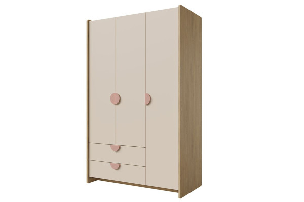 Szafa LEXI 123 cm Dąb Cremona Macadamia Pudrowy Róż