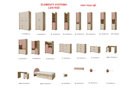 Regał LEXI róż (4 L/P)