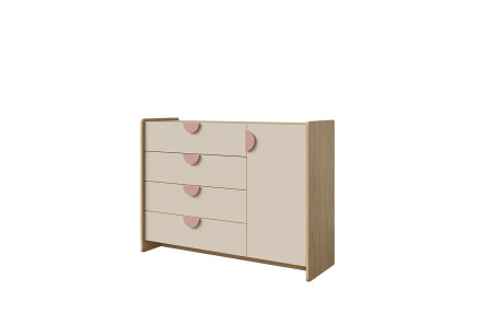 Komoda LEXI 123 cm Dąb Cremona Macadamia Pudrowy Róż