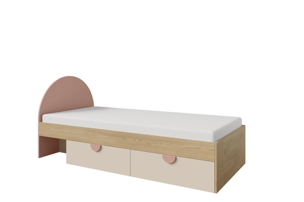 Łóżko młodzieżowe LEXI 90x200 Dąb Cremona Macadamia Róż