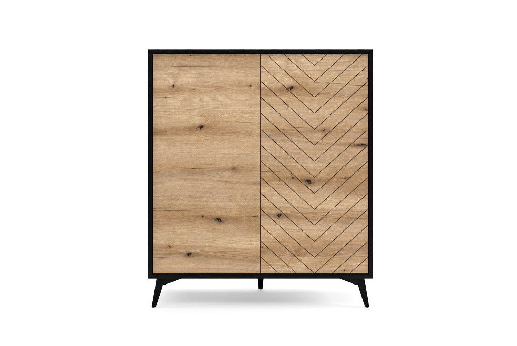 Komoda DIAMOND KD104 Dąb Evoke/Czarny 104 cm wys. 119 cm